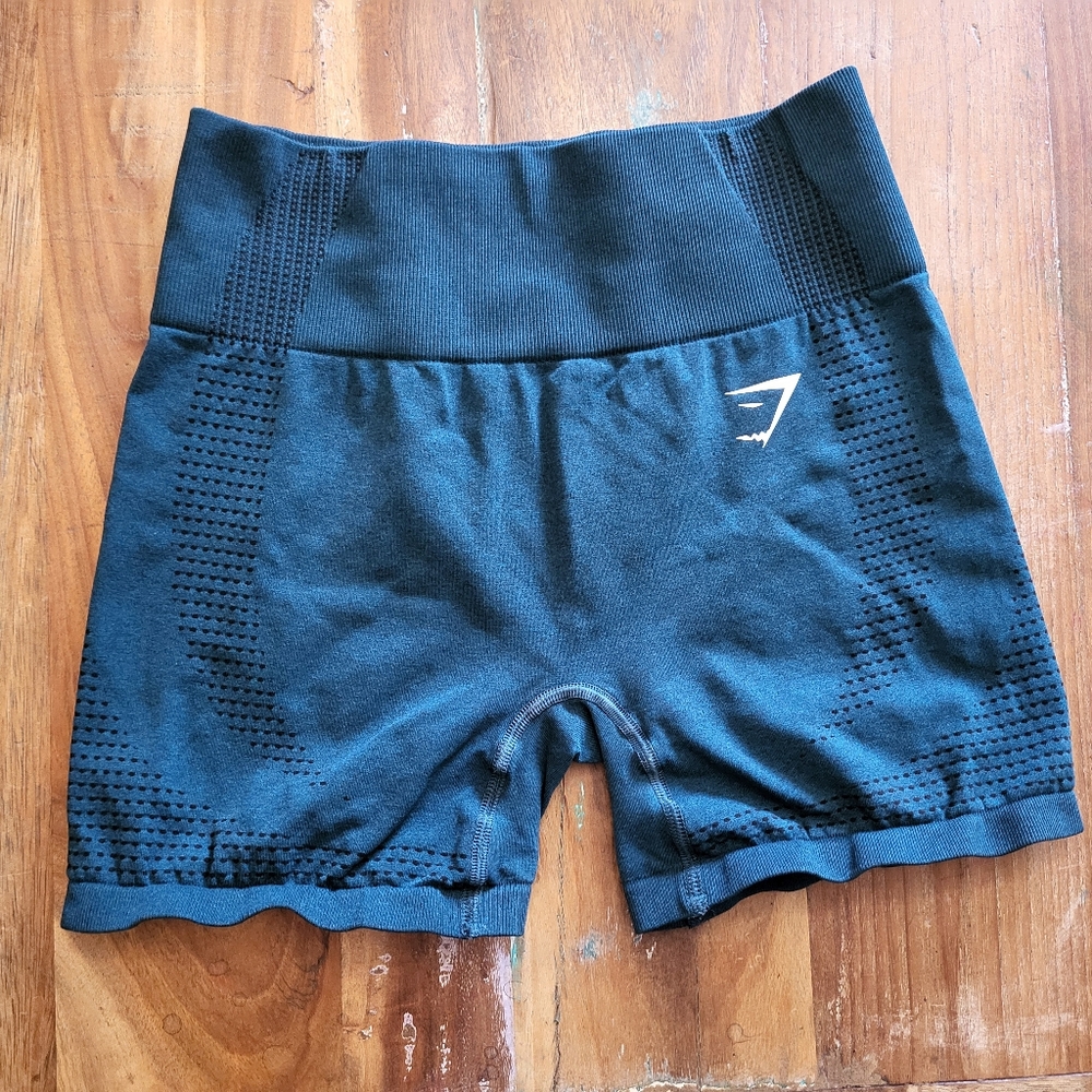 Gymshark Womens Small Everyday Vital Seamless Shorts Blue Green Athleticwear B1